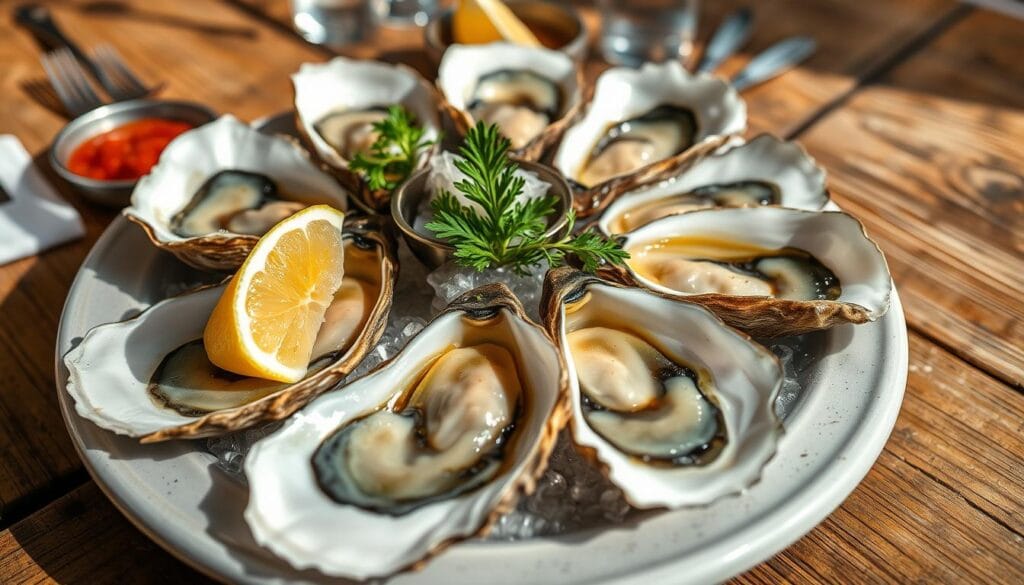 Steamed oysters