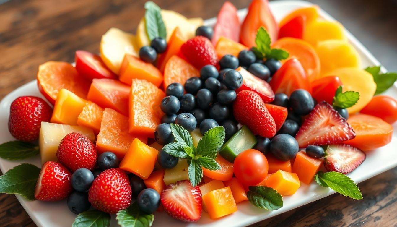 rainbow fruit and veggie platter