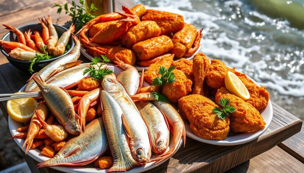 fresh seafood and fried chicken