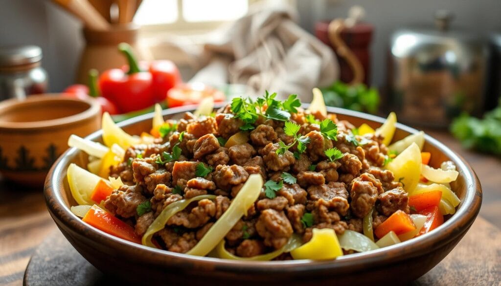 quick ground beef and cabbage meal