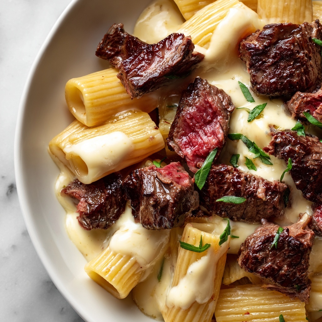 Garlic Butter Steak Tips with Cheesy Rigatoni Recipe - Recipe Image