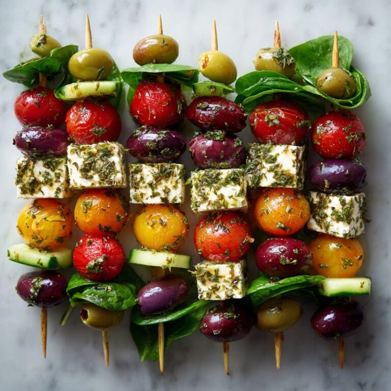 Greek Salad Skewers with Olives and Feta Recipe