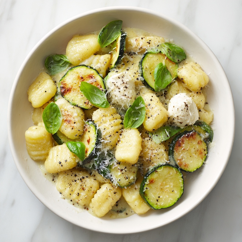 Lemon and Basil Gnocchi with Zucchini, Spinach, and Fresh Mozzarella Recipe - Recipe Image