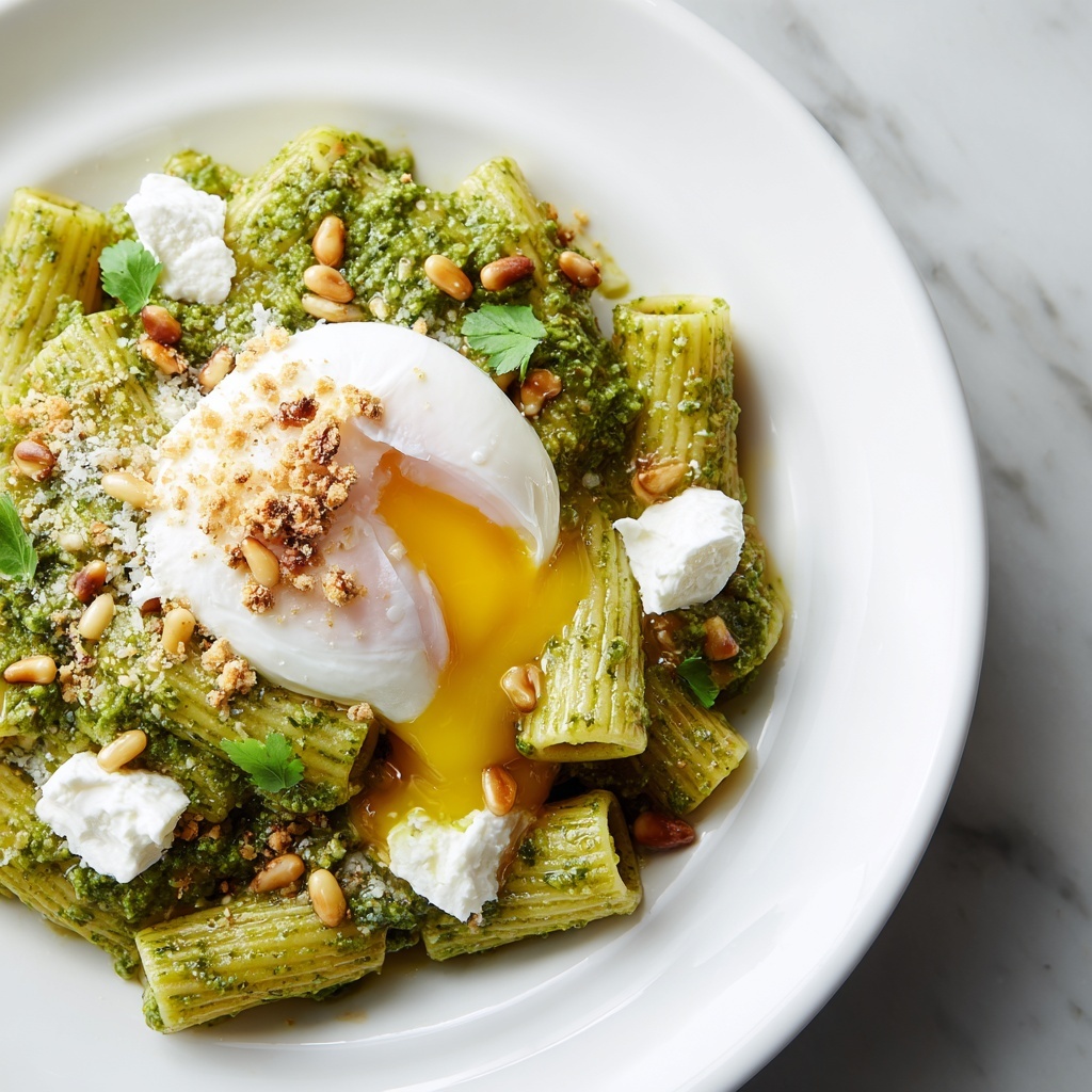 Lemon Pesto Rigatoni with Burrata and Roasted Pine Nuts Recipe - Recipe Image