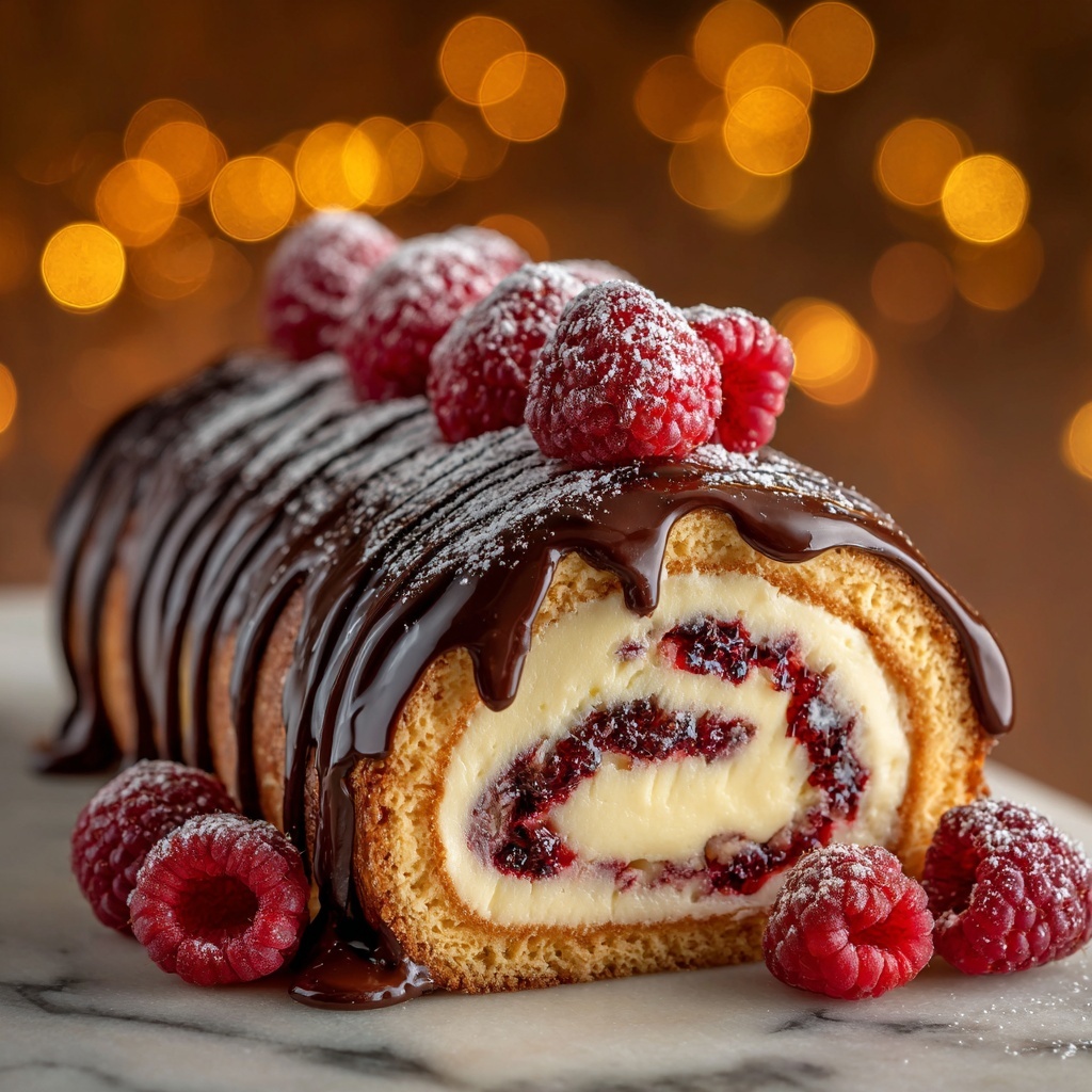 Raspberry and Chocolate Ganache Yule Log Recipe - Recipe Image