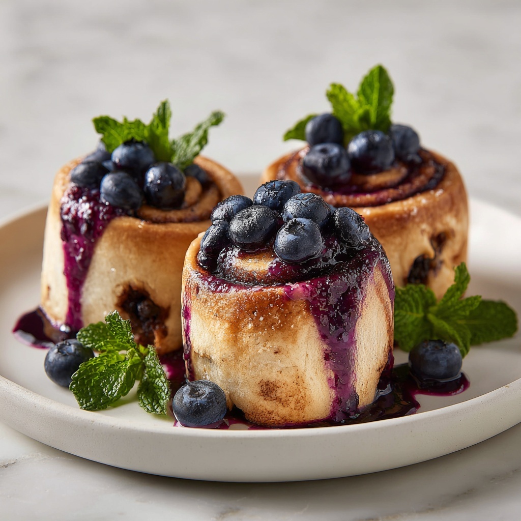 Blueberry Cinnamon Rolls with Cream Cheese Frosting Recipe - Recipe Image