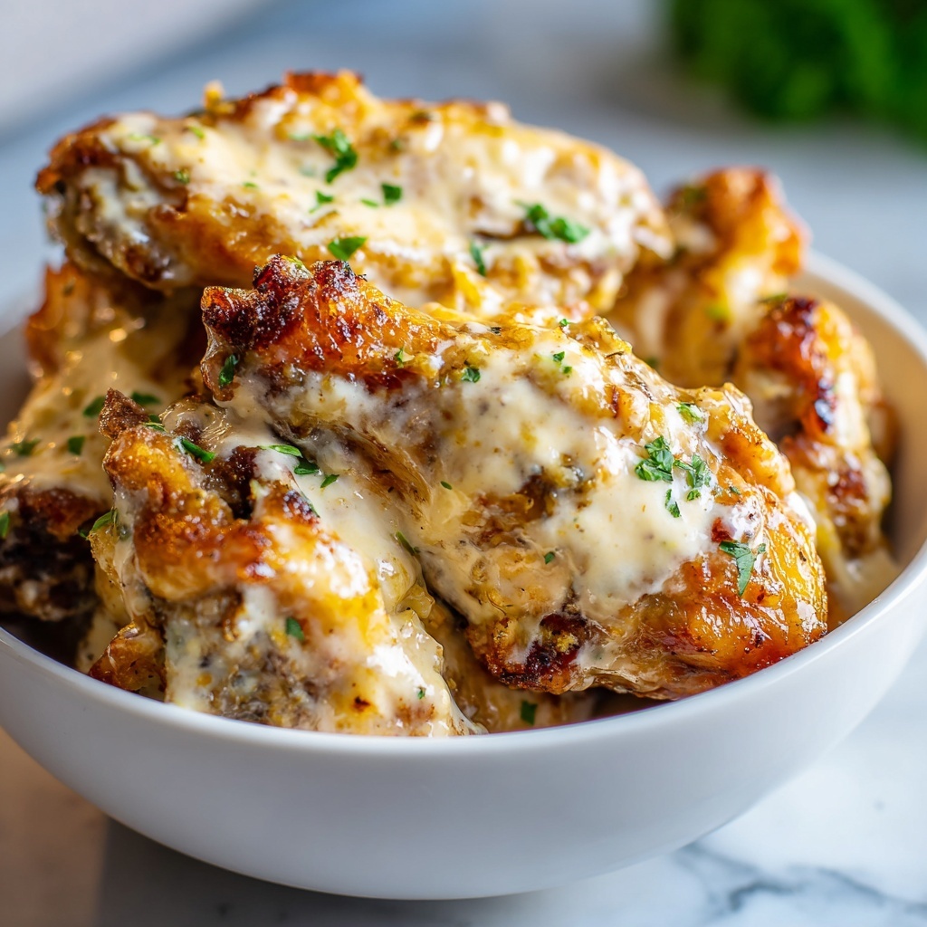 Creamy Parmesan Alfredo Chicken Wings Recipe - Recipe Image