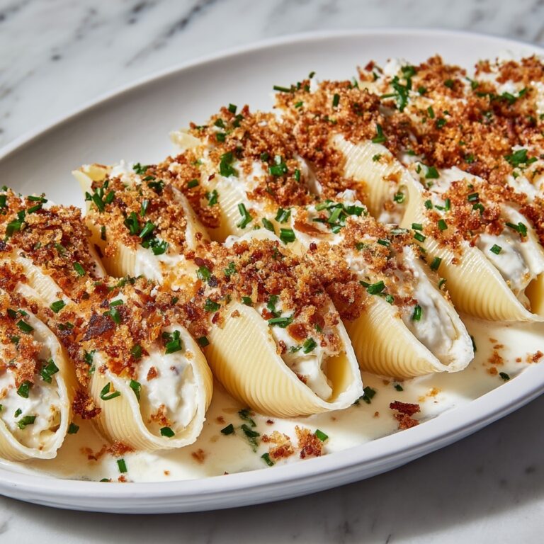 Garlic Butter Chicken Alfredo Stuffed Shells Recipe