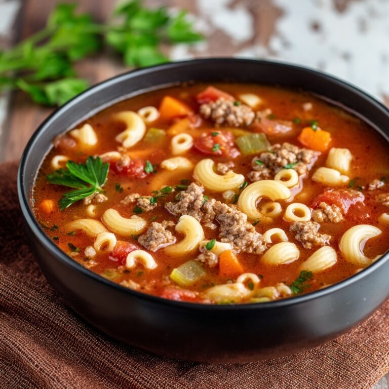 Beef & Tomato Macaroni Soup Recipe