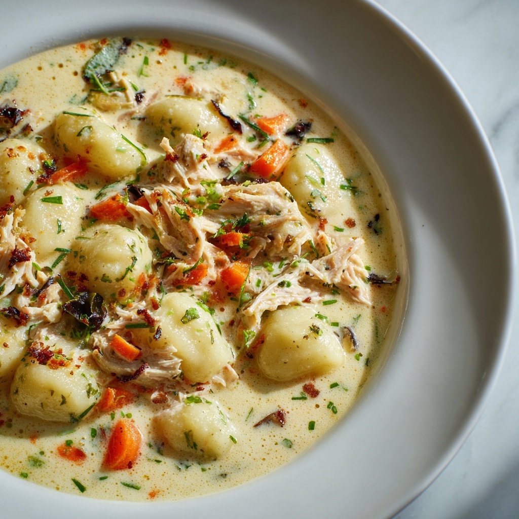 Creamy Garlic Chicken Gnocchi Soup Recipe - Recipe Image