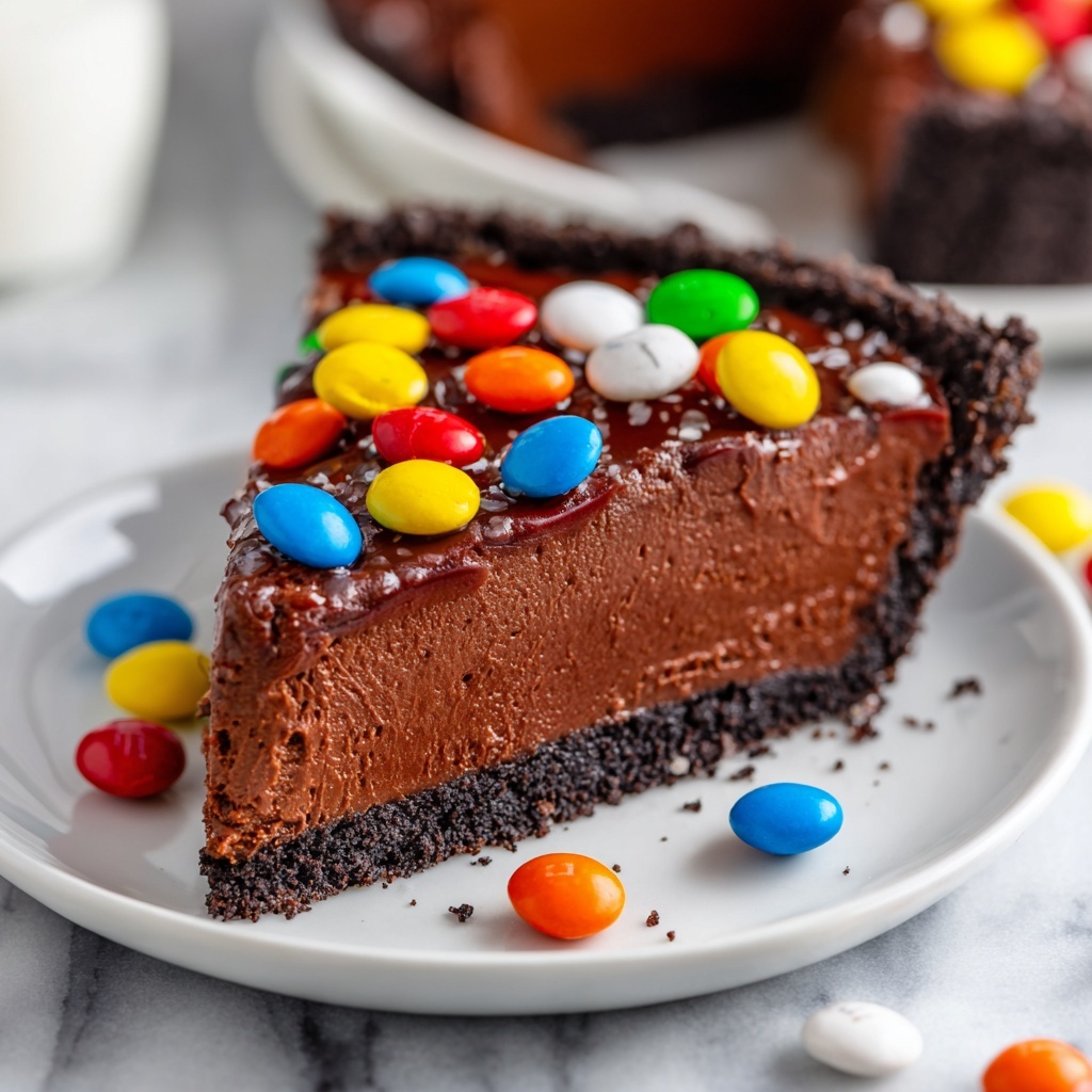 No-Bake Chocolate M&M Pie Recipe - Recipe Image