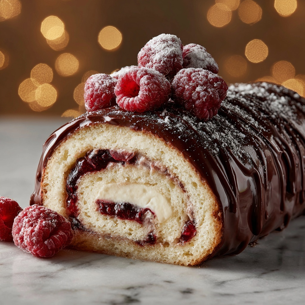 Raspberry and Chocolate Ganache Yule Log Recipe - Recipe Image
