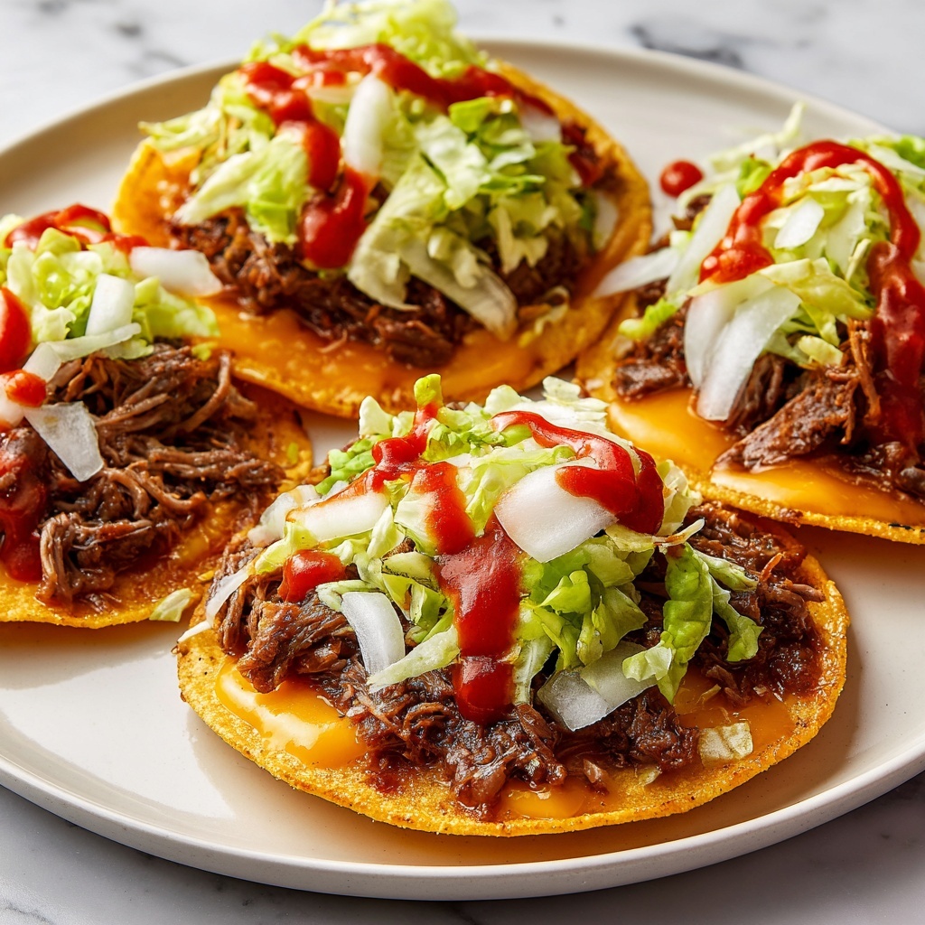 Cheesy Tostadas with Lettuce and Salsa Recipe - Recipe Image