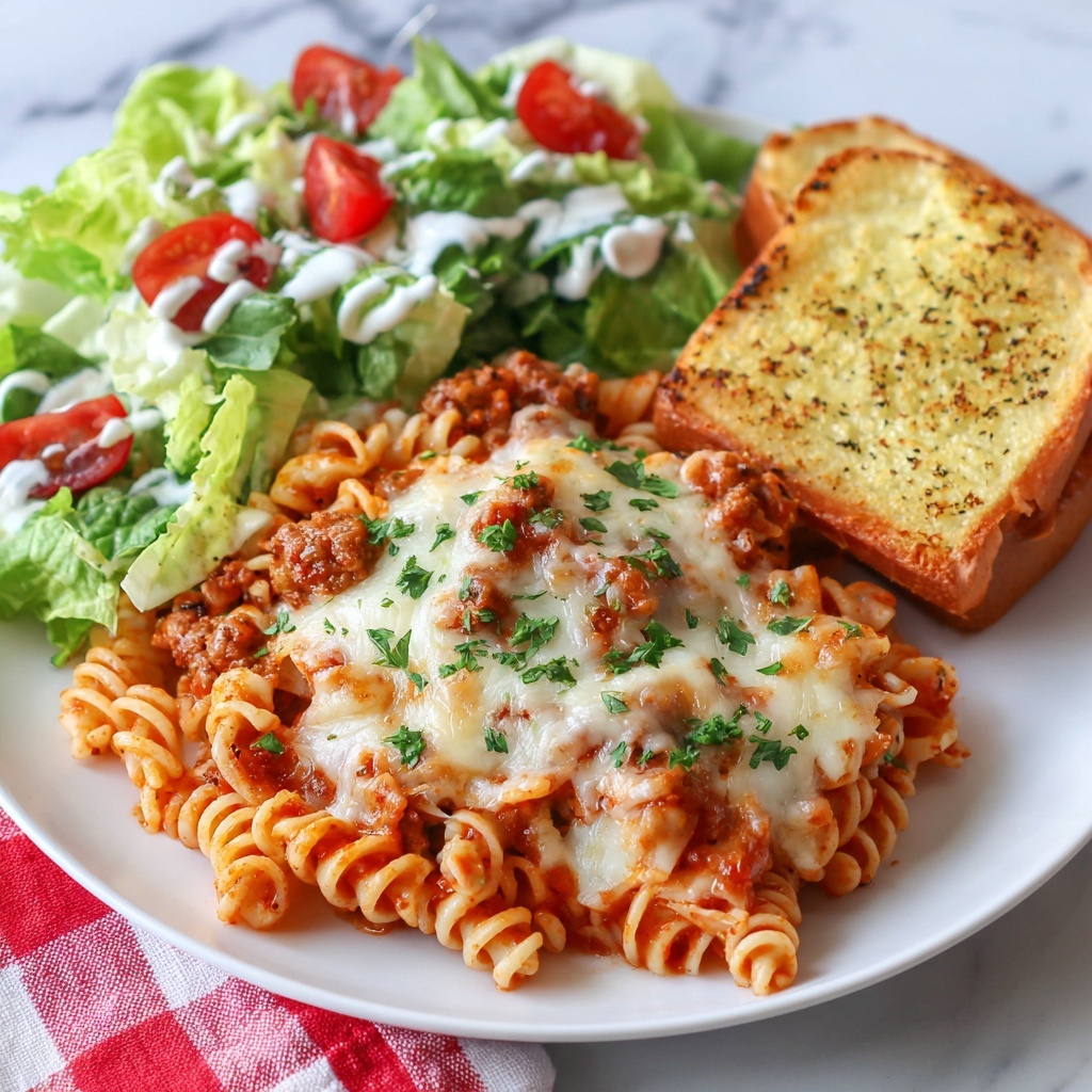 Slow Cooker Parmesan Garlic Pizza Pasta Recipe - Recipe Image