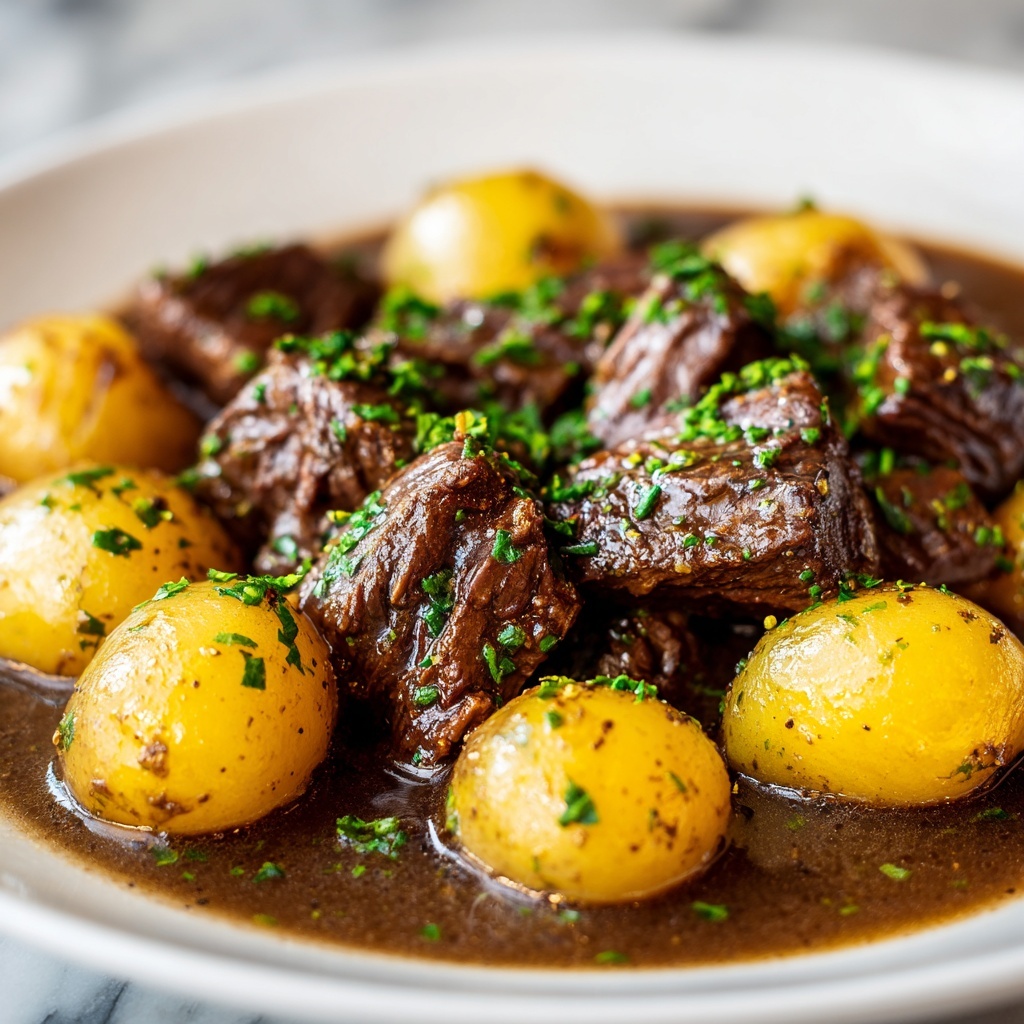 Slow Cooker Garlic Butter Beef Bites & Potatoes Recipe - Recipe Image