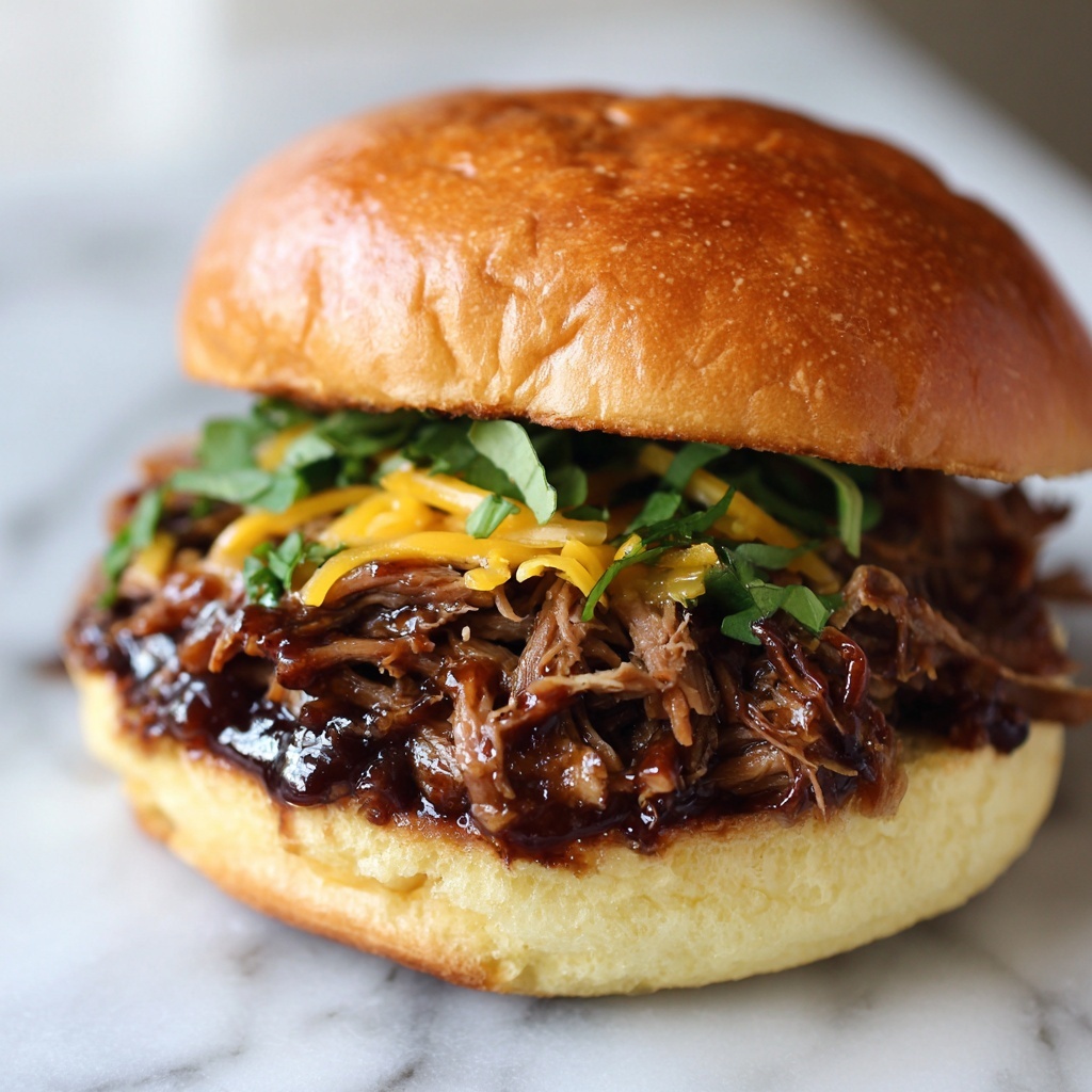 Pulled Beef Sandwich with Barbecue Sauce and Coleslaw Recipe - Recipe Image