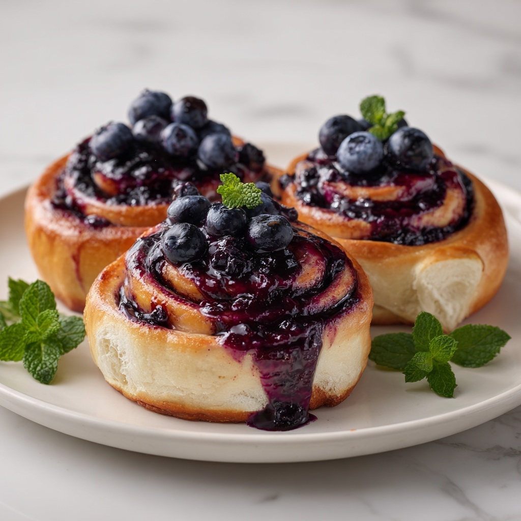 Blueberry Cinnamon Rolls with Cream Cheese Frosting Recipe - Recipe Image