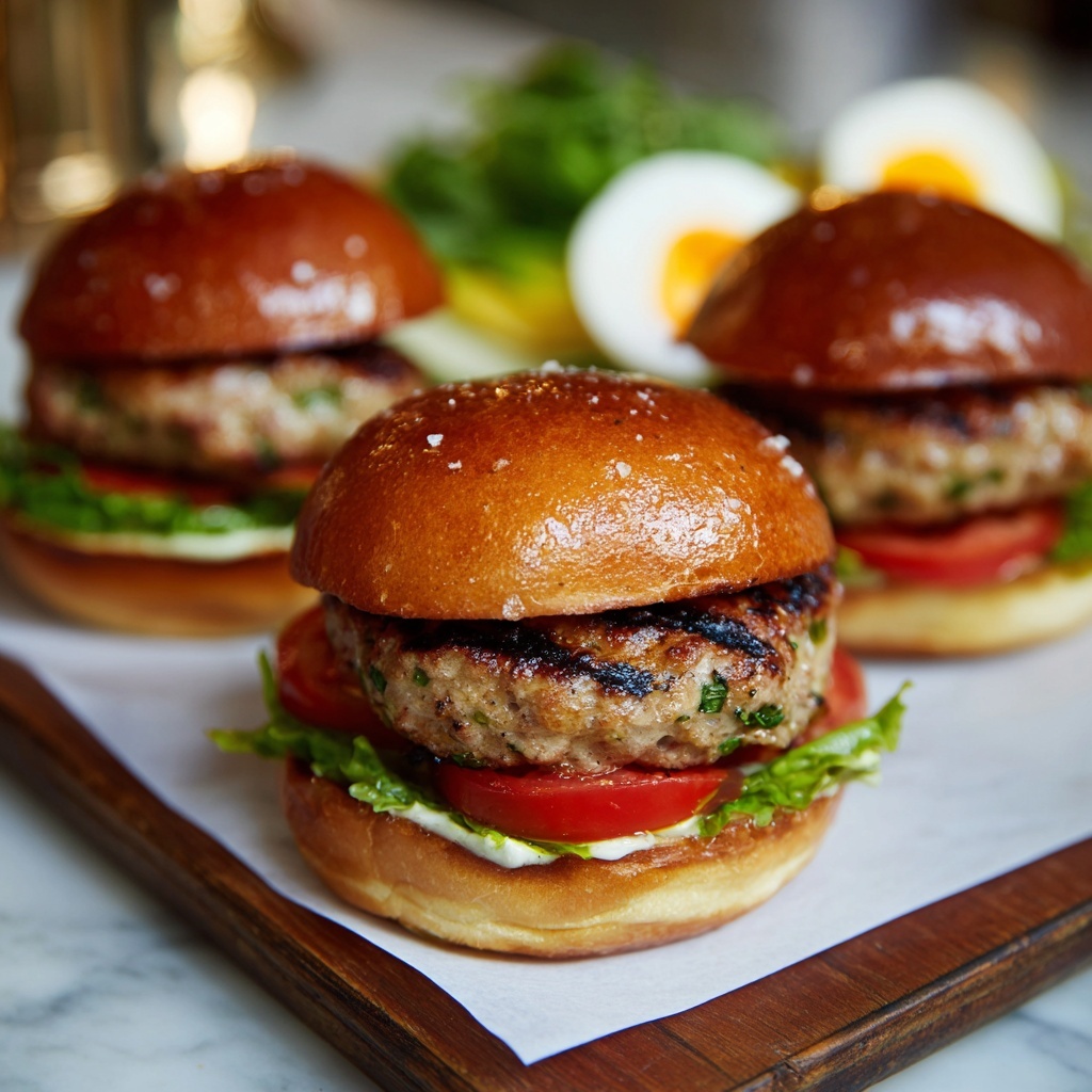 Turkey Burgers with Parmesan and Fresh Toppings Recipe - Recipe Image