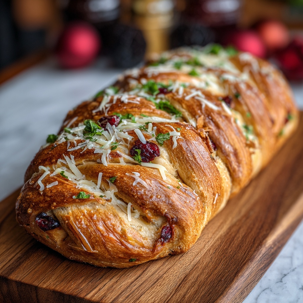 Garlic Herb Sourdough Bread Stuffed with Brie & Cranberry Recipe - Recipe Image