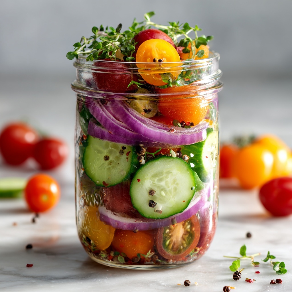 Pickled Cherry Tomatoes, Cucumber, and Red Onion Recipe - Recipe Image
