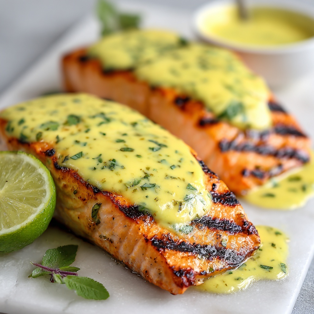 Grilled Salmon with Dijon Mustard Sauce Recipe - Recipe Image