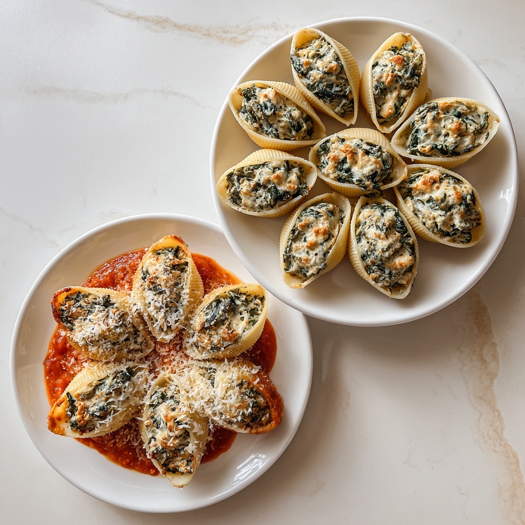 Creamy Spinach and Ricotta Stuffed Shells with Marinara Recipe - Recipe Image