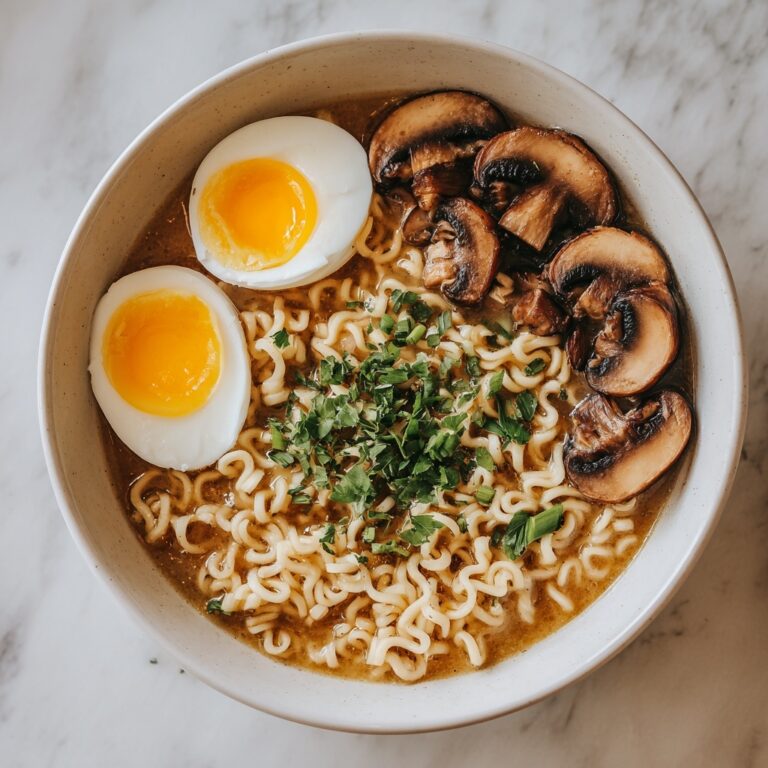 Creamy Ramen Soup with Ground Beef and Soft-Boiled Eggs Recipe