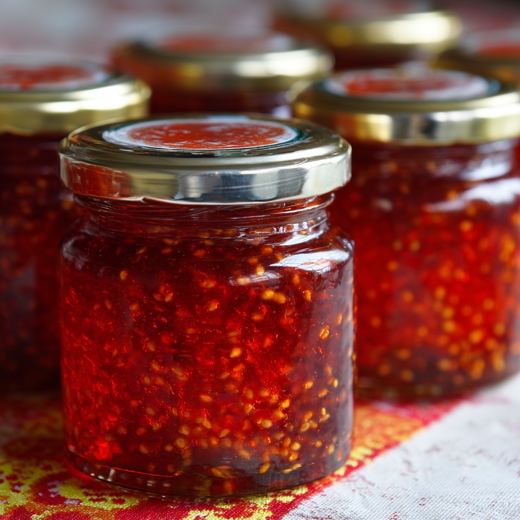 Rhubarb and Strawberry Gelatin Jam Recipe - Recipe Image