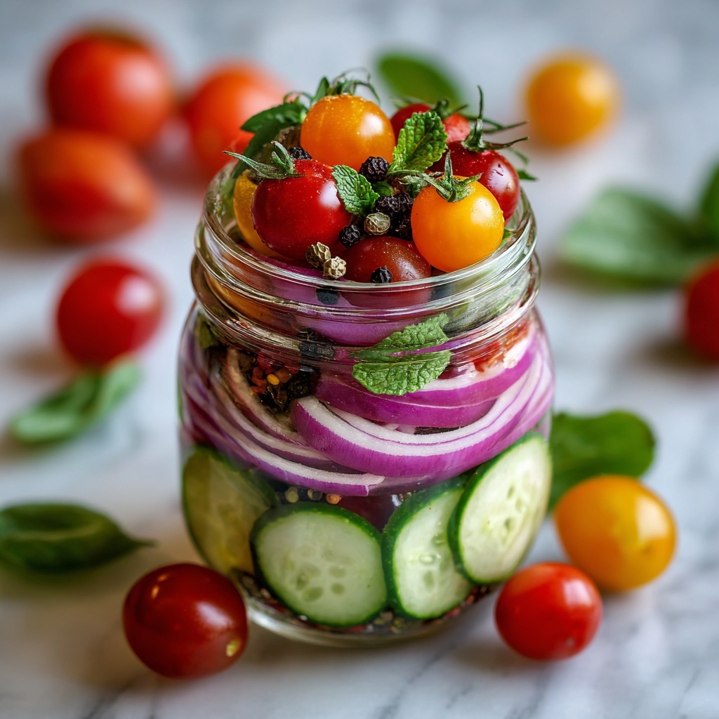 Pickled Cherry Tomatoes, Cucumber, and Red Onion Recipe - Recipe Image