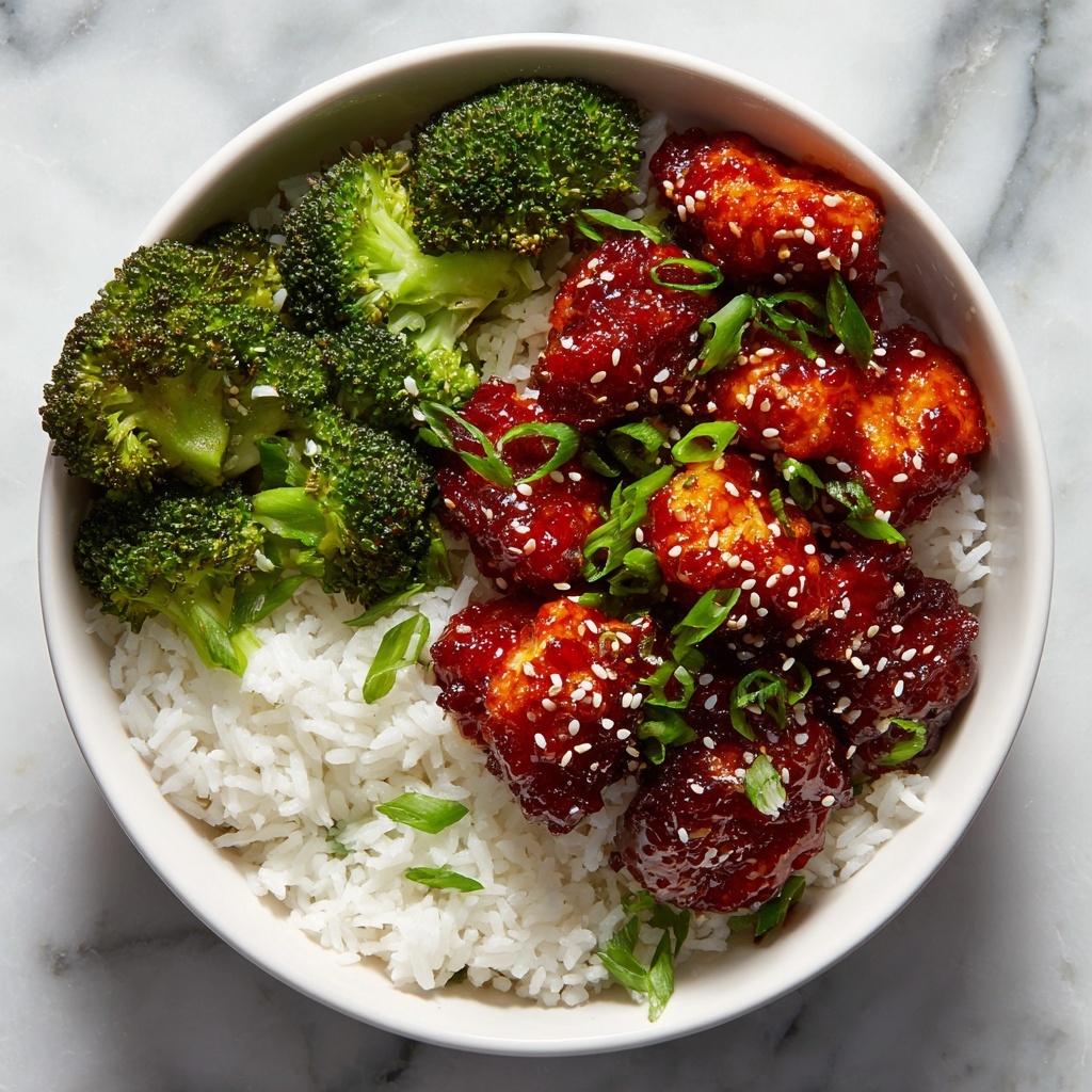 Spicy Korean Chicken with Steamed Rice and Broccoli Recipe - Recipe Image