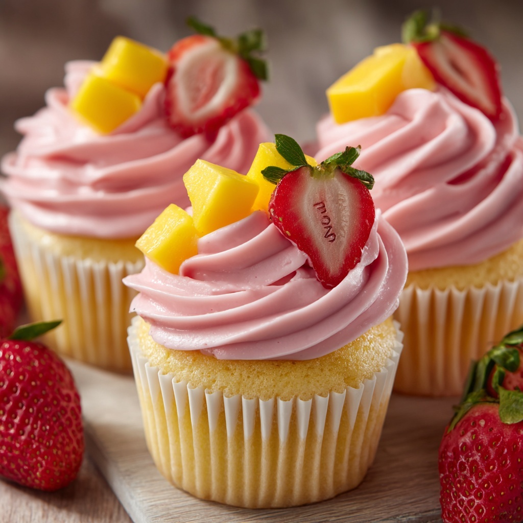 Strawberry Mango Cupcakes Recipe - Recipe Image