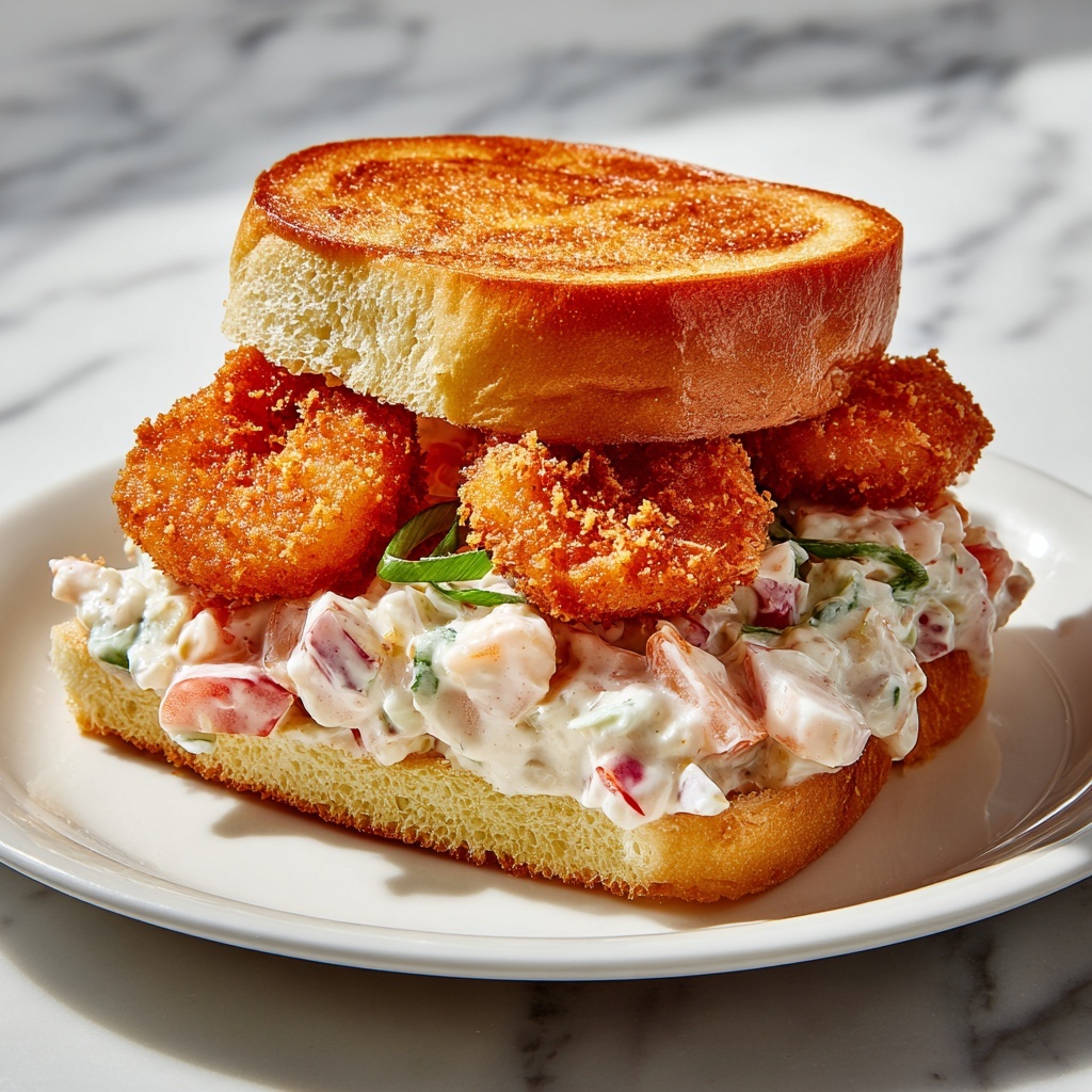 Crispy Fried Shrimp Burger with Homemade Sauce Recipe - Recipe Image