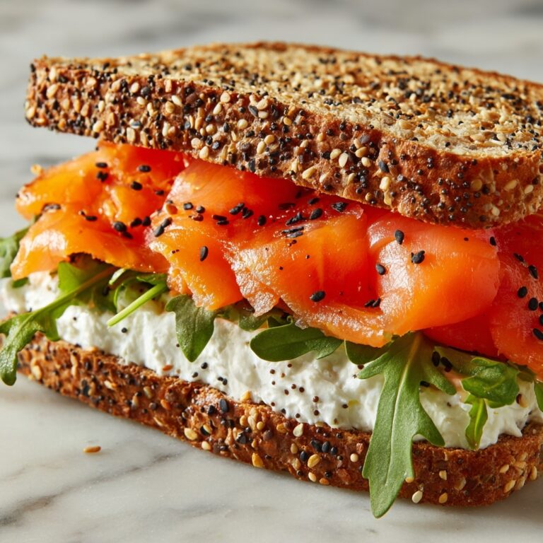 Smoked Salmon Sandwich with Cream Cheese, Dill, and Fresh Veggies Recipe