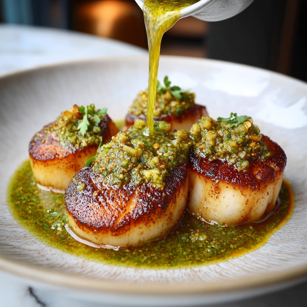 Sizzling Scallops with Zesty Lime Cilantro Sauce Recipe - Recipe Image