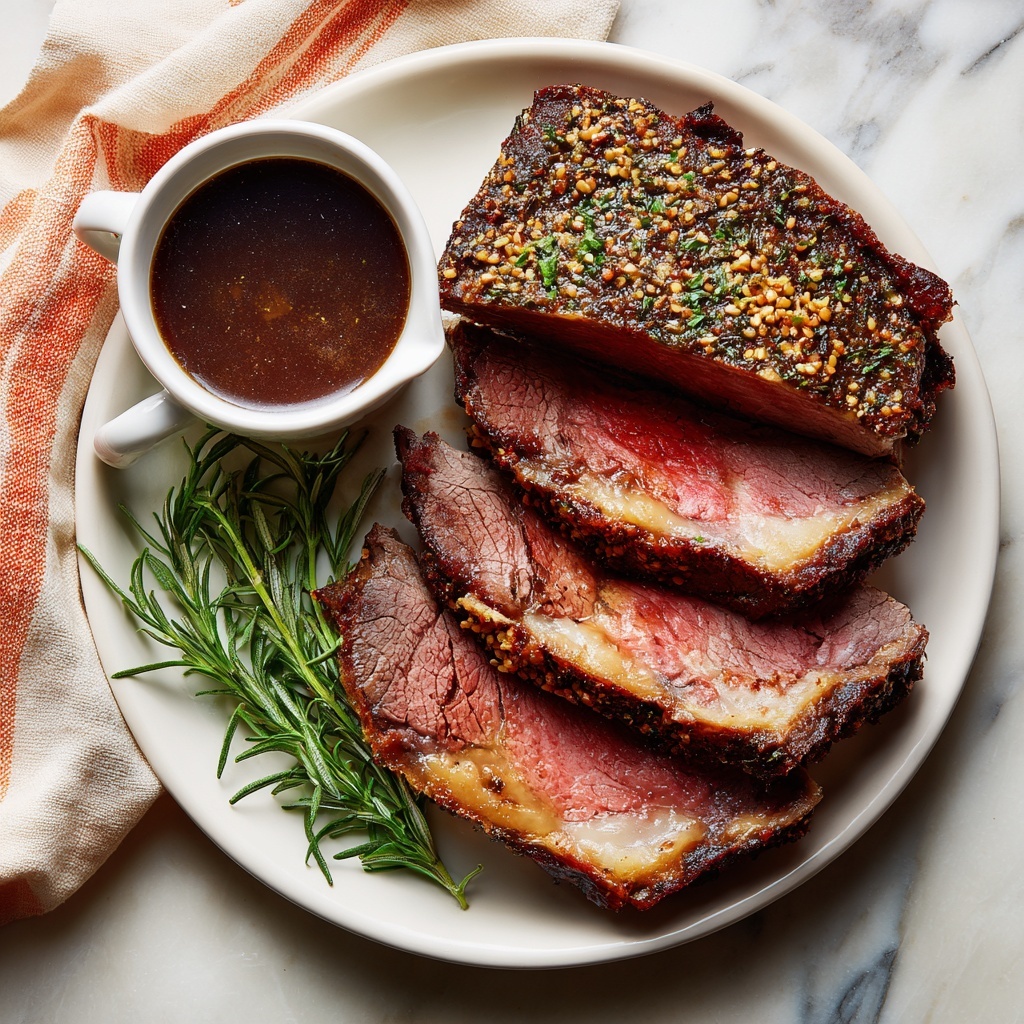 Herb Crusted Sirloin Tip Roast with Fennel Brown Gravy Recipe - Recipe Image