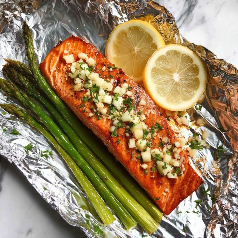Savory Baked Salmon in Foil with Asparagus & Lemon Butter Recipe