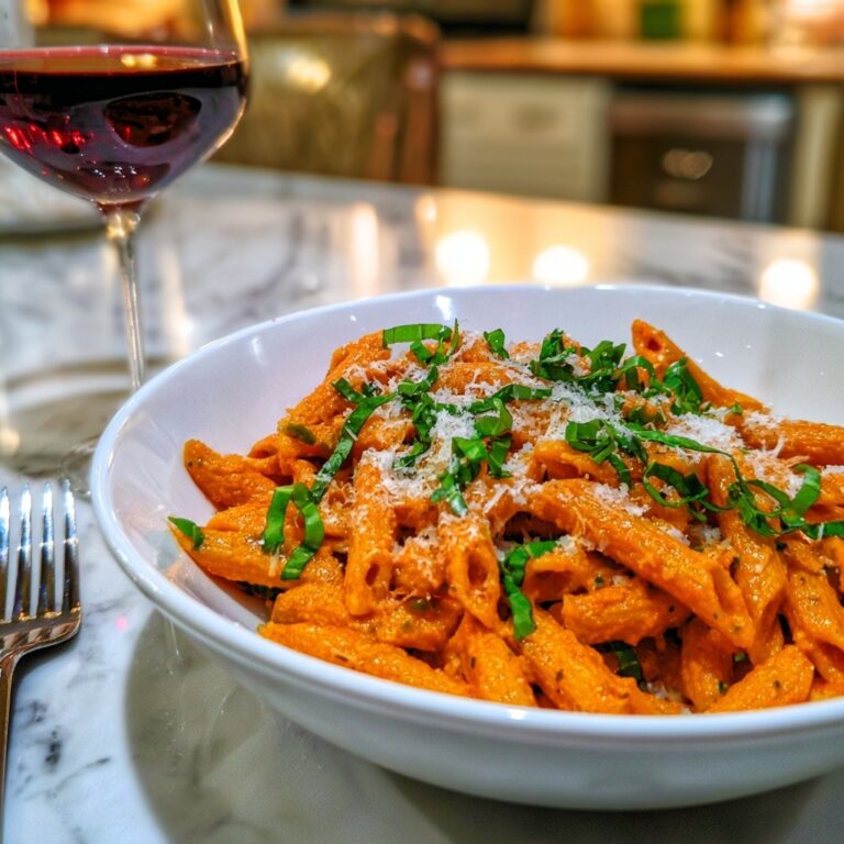 Tomato Garlic Pasta with Creamy Basil and Parmesan Recipe