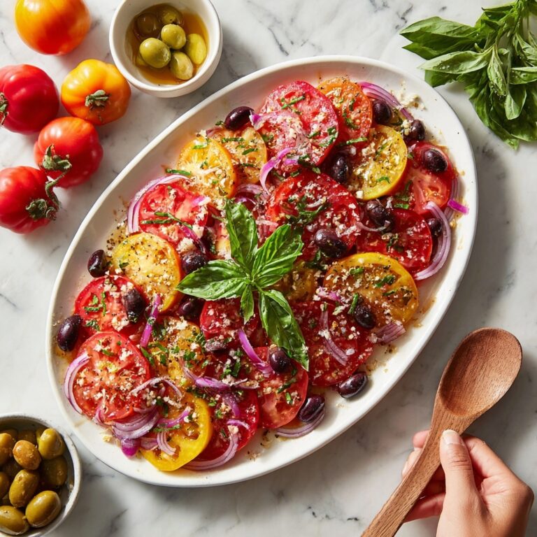 Heirloom Tomato Salad with Fresh Basil and Kalamata Olives Recipe