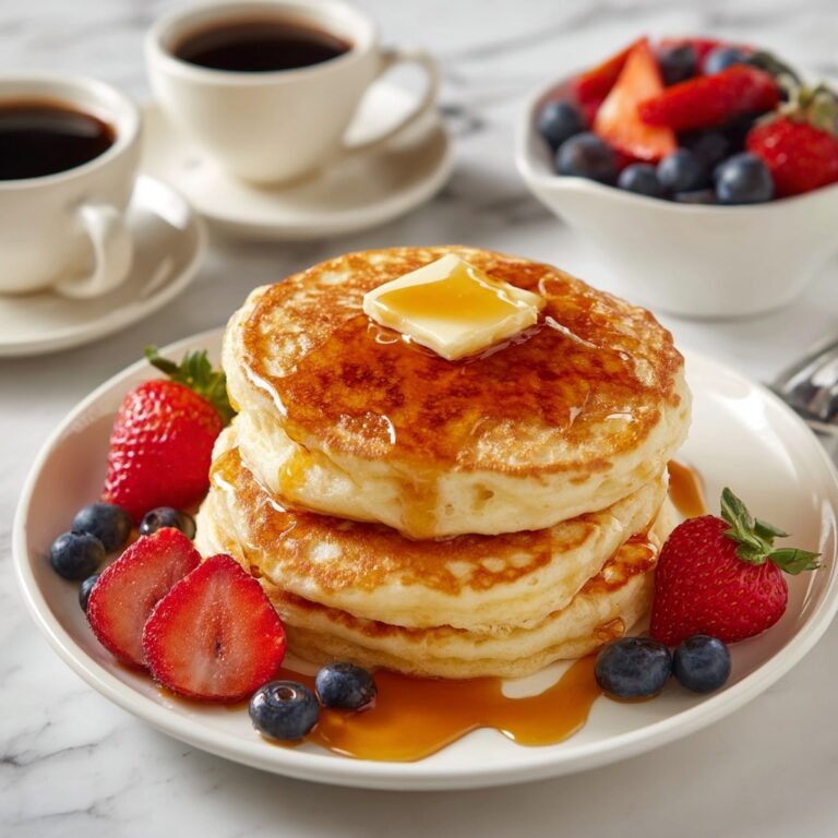 Fluffy Pancakes with Maple Syrup and Fresh Berries Recipe