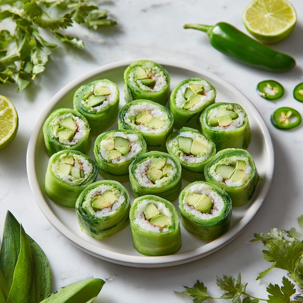 Cucumber Tuna Avocado Salad Rolls Recipe - Recipe Image