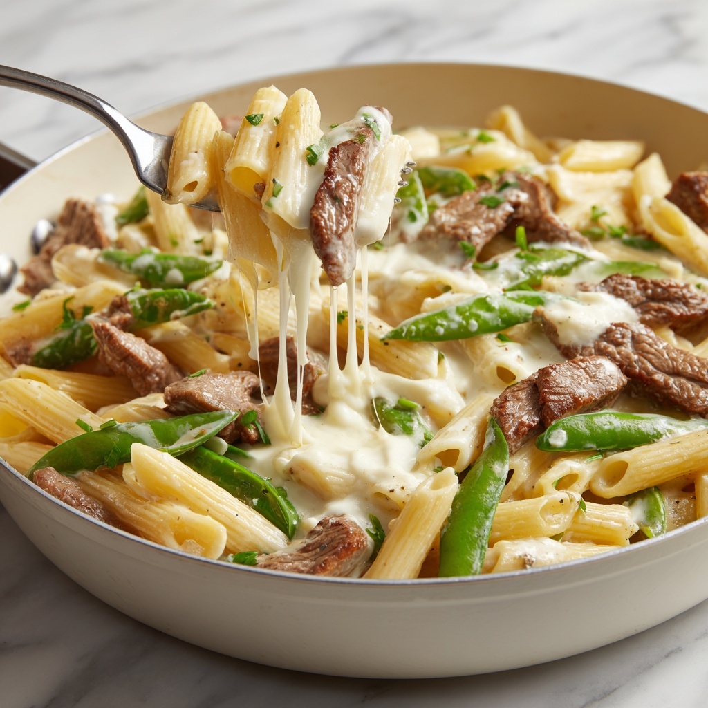 One Pot Philly Steak Pasta Recipe - Recipe Image