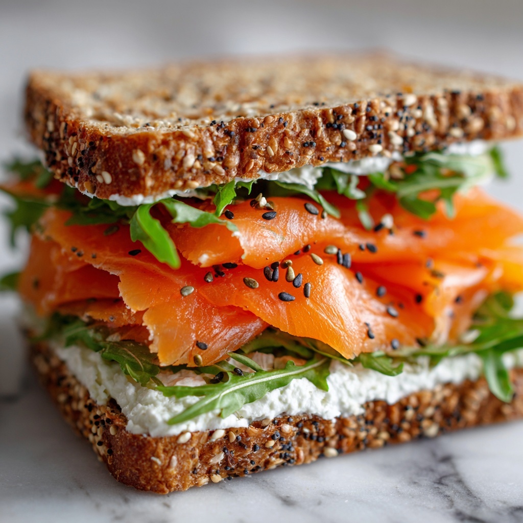 Smoked Salmon Sandwich with Cream Cheese, Dill, and Fresh Veggies Recipe - Recipe Image