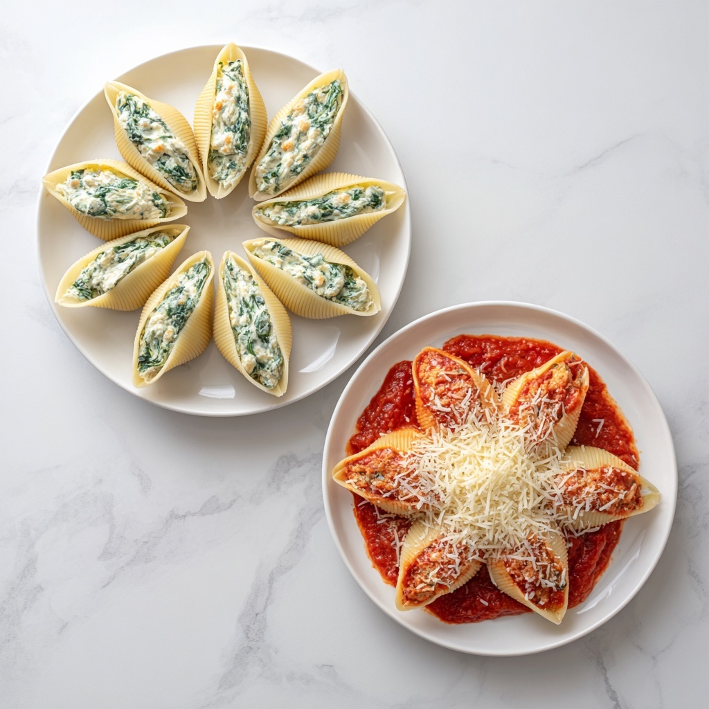 Creamy Spinach and Ricotta Stuffed Shells with Marinara Recipe - Recipe Image