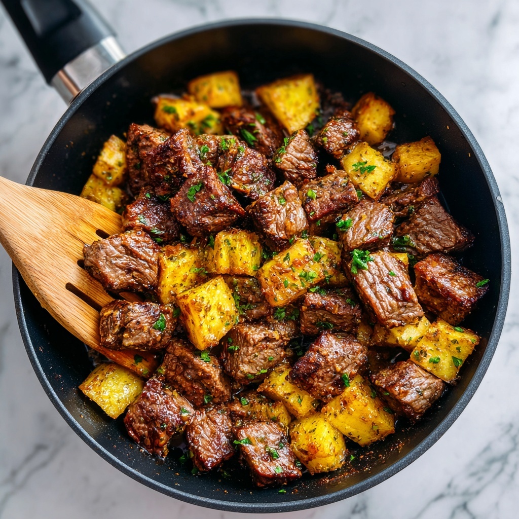 Garlic Butter Steak Bites and Potatoes Recipe - Recipe Image