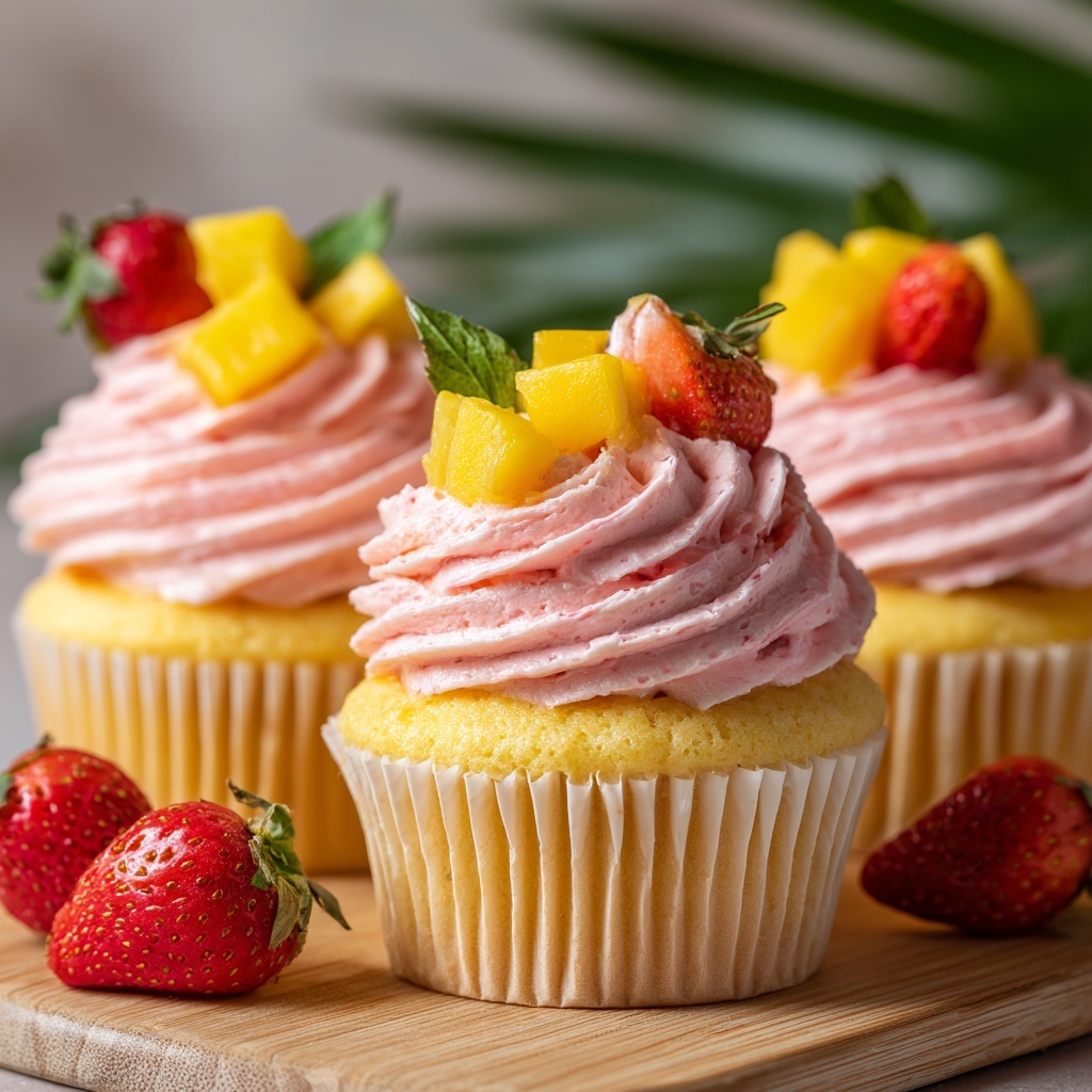 Strawberry Mango Cupcakes Recipe - Recipe Image