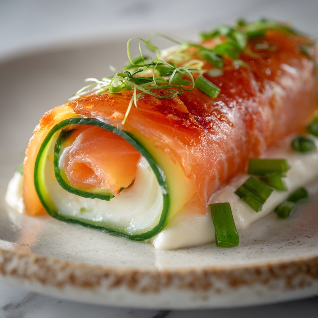 Smoked Salmon Roll-Ups with Cucumber and Hummus Recipe - Recipe Image