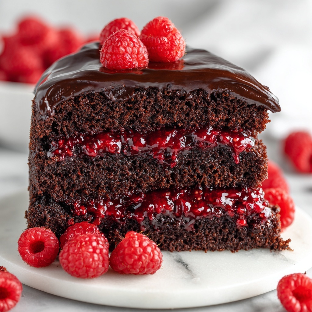 Chocolate Raspberry Layer Cake with Raspberry Frosting and Chocolate Ganache Drip Recipe - Recipe Image